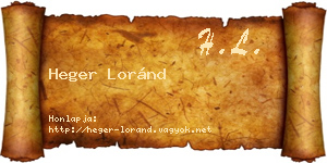Heger Loránd névjegykártya